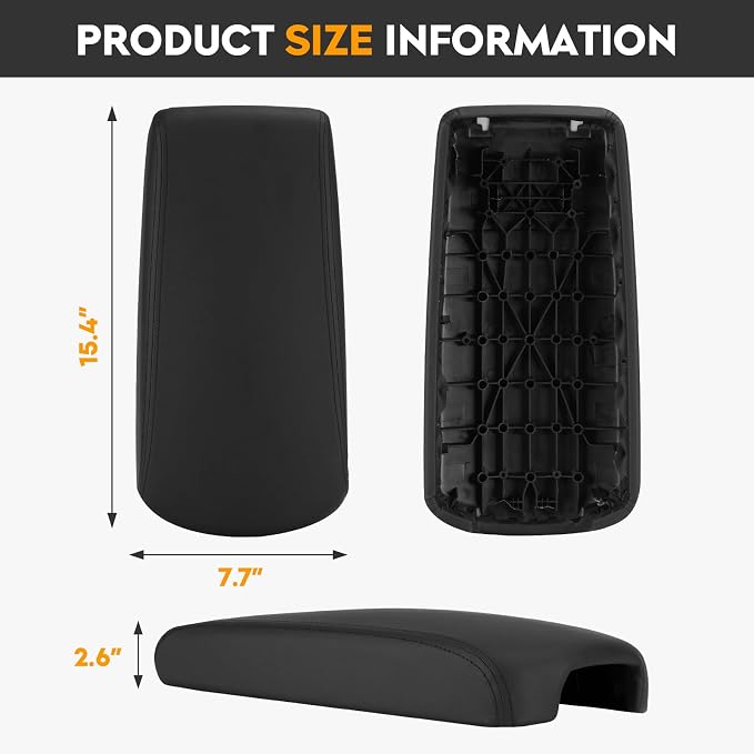 Aeagle Black Center Console Cover Armrest Lids w/Base for Nissan Altima 2013-2018, PU & ABS Plastic