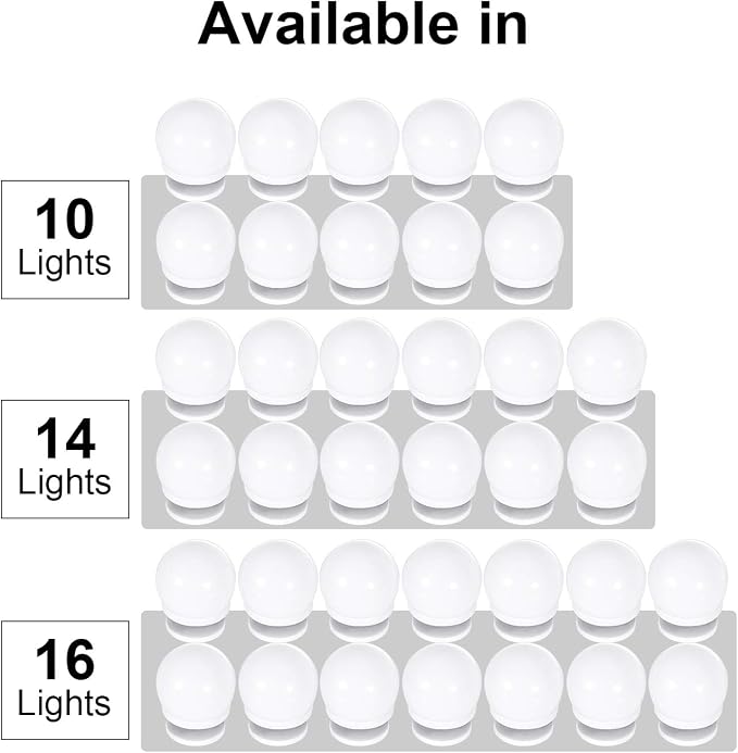 Vanity Lights for Mirror, 16 LED Bulbs Hollywood Makeup Lights, 3 Color Modes, Dimmable Brightness, Plug in, Stick up, for Dressing Table Bathroom Body Wall Mirror Lights