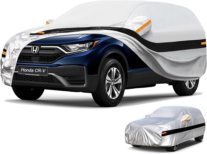 10 Layers SUV Car Cover Custom Fit for Honda CRV CR-V(2006-2026) Waterproof All Weather for Automobiles,Rain Sun UV Protection.Silver