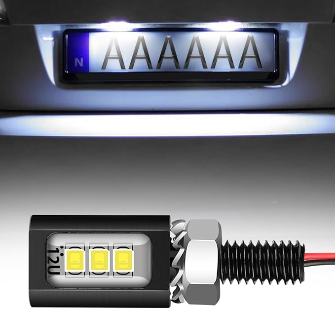 Linkstyle 4PCS 12V LED License Plate Light, License Tag Screw Bolt Lamps, Super Bright Motorcycle LED Bulb Tag Lights for Car Truck RV ATV Bike