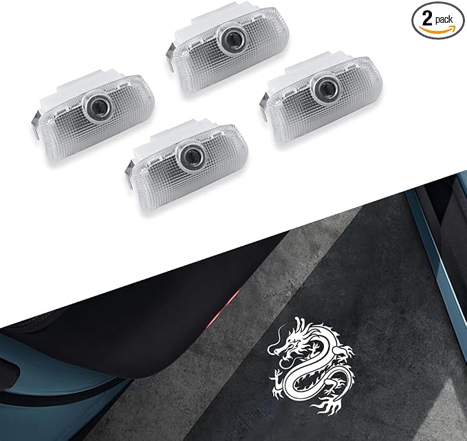 LED Door Projector Lights Fit for Infiniti Q50 Q60 Q70 QX50 QX60 QX70 QX80 G25 G37 EX FX M Series, HD Glass Lens Welcome Courtesy Puddle Lamps, Fade-Resistant Plug and Play (Dragon Pattern, 4pcs)