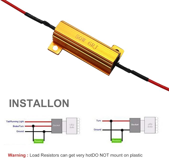 8-Pack 50W 6Ohm LED Load Resistors, Automotive Replacement Resistors for Flickering LED Turn Signal Light & LED License Plate Lights & DRL