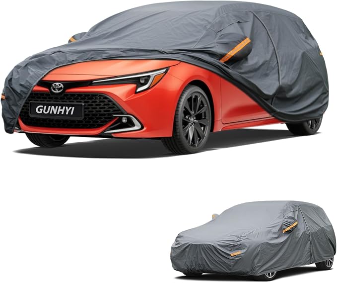 GUNHYI Premium Car Cover Custom Fit Toyota Corolla Hatchback, 16 Layers Heavy Duty Car Cover Waterproof All Weather with Zipper Door for Sun Rain Snow Dust Uv Protection