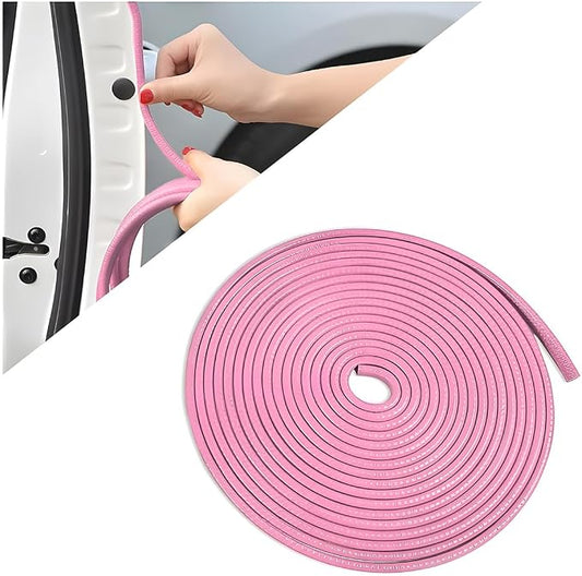 Car Door Protector Edge Guards, Universal Rubber Seal U Shape Car Door Protection, Aluminum Boat Edge Trim Guards No Glue Required, Exterior Accessories Fit for Most Cars (Pink/32.80FT)