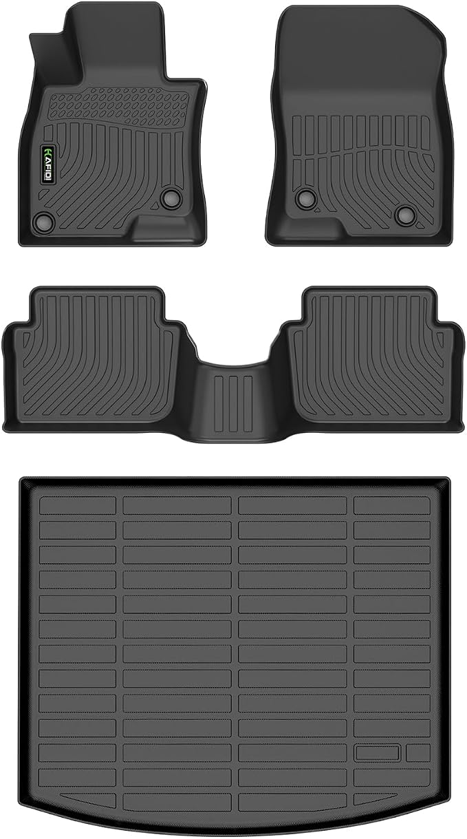 Floor Mats & Cargo Liner Custom for Mazda 3 2014-2018(Only Fits Hatchback Models) All Weather Protection TPE Floor Liners Front & Rear Row Full Set Accessories - Black