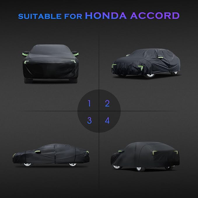 Car Cover Custom Fit for Honda Accord 2001-2025,Toyota Camry 1996-2025,6 Layers Truck Cover Waterproof All Weather for Automobiles,Outdoor Full Exterior Cover,Rain, Sun, Wind Protection,Black
