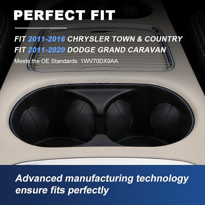 PIT66 Cup Holder Compatible with Chrysler Town & Country 2011 2012 2013 2014 2015 2016/ Dodge Grand Caravan 2011-2020 1WV70DX9AA