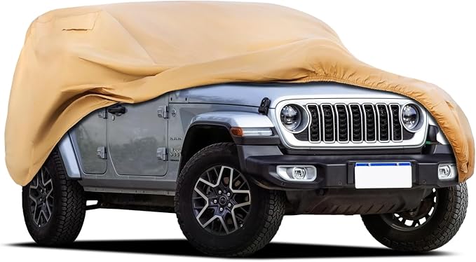 Heavy Duty Outdoor Car Cover Custom Fit for 2007-2026 Jeep Wrangler 4 Door, Windproof All Weather Waterproof Sun Rain UV Dust Snow Protection Outdoor Car Covers