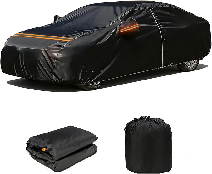 600D Heavy Duty Car Cover Custom Fit for Mazda MX-5 1990-2025, Waterproof Outdoor Full Car Cover with Door Zipper, Windproof Snowproof Hail Protection, Black
