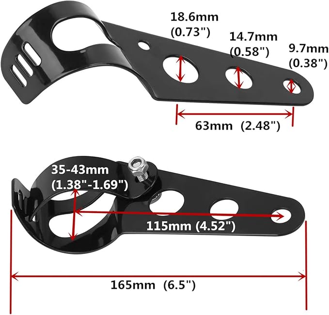 ANKIA Universal 33mm-43mm Metal Motorcycle Modified Headlight Mount Brackets Clamp Fork Ear for Motorcycle Chopper Cafe Racer (Black)