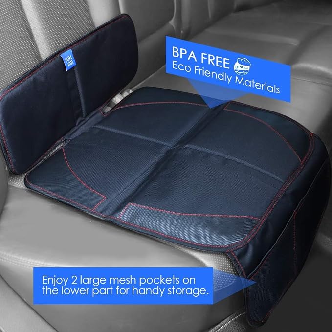 funbliss Car Seat Protector, Black, 2 Packs | Waterproof, Thickest Padding, For Baby Child & Dog, Protects Automotive Vehicle Leather