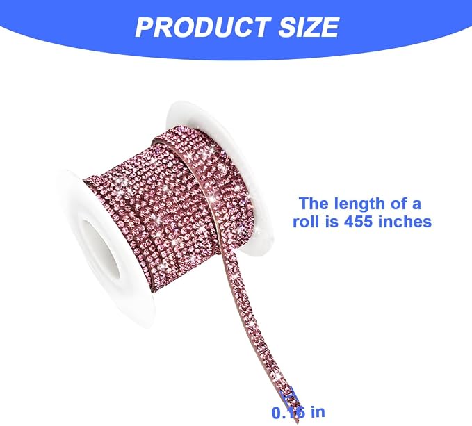 BELOMI Bling Car Trim Self Adhesive Strip, 16.4Ft Crystal Rhinestone Vehicle Dashboard Line Molding Stickers, Diamond Auto Interior Exterior Decor Accessories for Women Girls, Universal Fit（Pink）