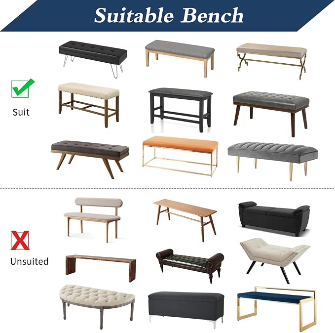 Fuloon Waterproof Dining Bench Cover, Removable Slipcover Washable Seat Protector for Living Room, Bedroom, Kitchen (Navy Blue)