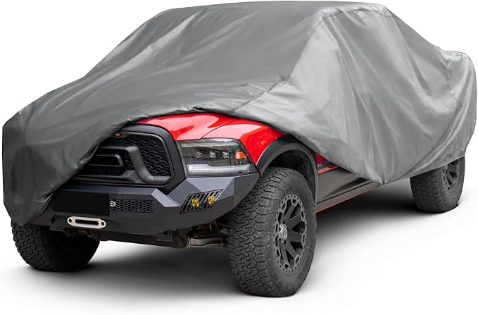 XCAR Waterproof Truck Car Cover, All Weather, Fits Trucks Up to 232" | Windproof Buckles, Breathable Fabric, UV, Rain, Snow & Dust Protection, Soft Non-Scratch Lining, Indoor & Outdoor Use