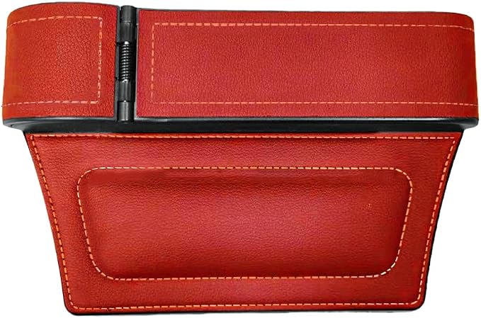 Car Seat Gap Filler Organizer with Cup Holder Expander, Leather Console Seam Filler Storage Box, Auto Front Seat Gap Organizer for Phones Keys Glasses, Universal Fit (Wine Red Driver)