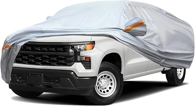 TUCAREST 6 Layers Full Car Cover for Pickup/Truck - Waterproof, Insulated, Anti-UV, Snow-Proof, Anti-Wind, All-Weather, Thickened Protection, up to 220 in