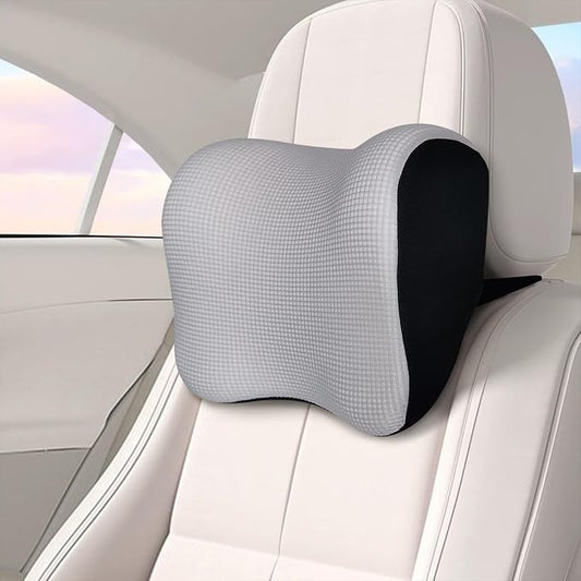 Car Headrest Pillow - Ultra Soft Neck Support for Driving, Adjustable Strap | 100% Memory Foam Car Pillow, Breathable Removable Cover & Ergonomic Design - Universal Car Neck Pillow(Moonlight-Silver, 1PC)
