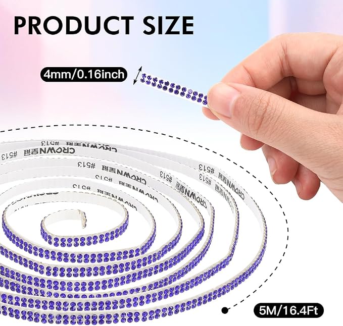 16.4Ft Bling Car Trim Self Adhesive Bling Rhinestone Car Accessories for Women Glitter Crystal Rhinestone Cars Interior Exterior Accessories Sticker DIY Cars Dashboard Diamond Decor for Women (Pink)