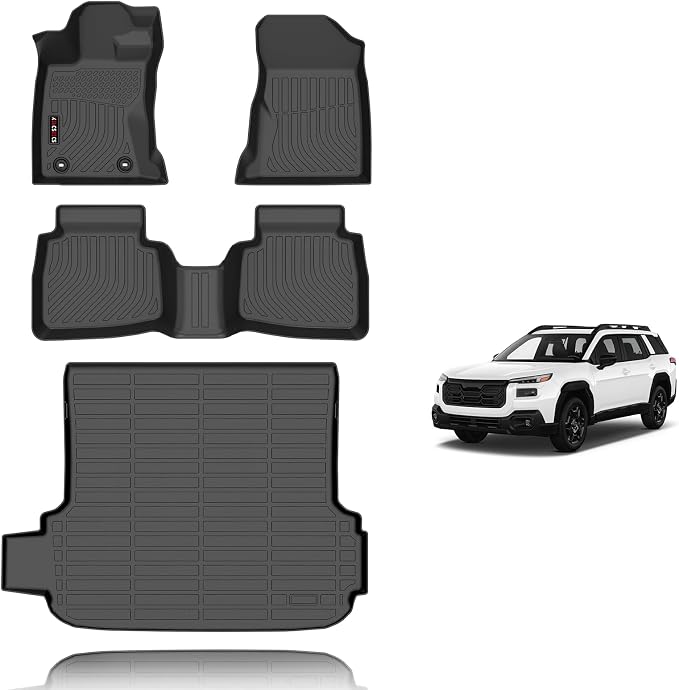 KELCSEECS Floor Mats for Subaru Outback 2026, Black | TPE all-weather full set w/ cargo liner, anti-slip, odorless, custom fit 2026 Outback, for daily commute, trips & outdoor