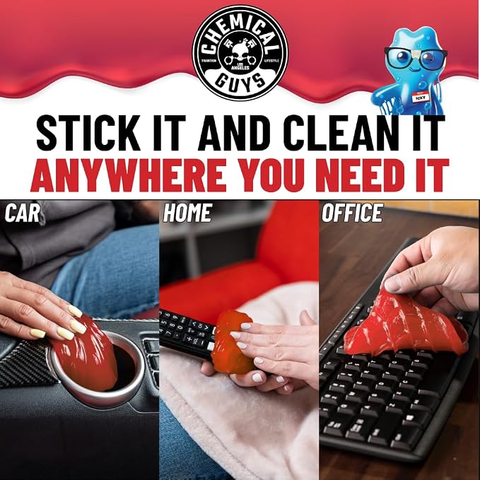 Chemical Guys Sticky Icky Car Cleaning Gel, Green Apple & Sweet Strawberry Scent - Detailing Kit, Car Dust Crevice Cleaner, Slime Auto Air Vent, Cleaning Putty for Keyboard Cleaner (4 Pack) - CJK1004