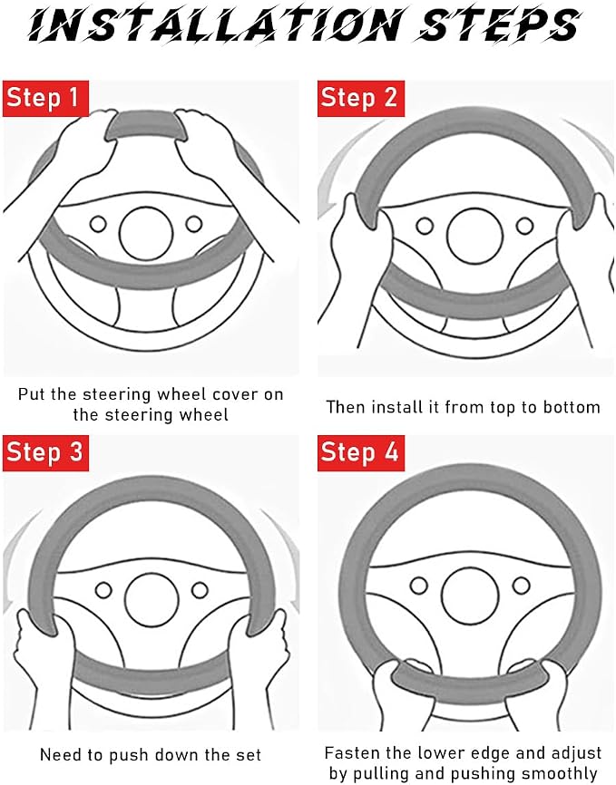 povtii Car Steering Wheel Cover, 15 Inch Leather Breathable Auto Steering Wheel Protector, Comfortable Non-Slip Vehicle Steering Wheel Covers, Universal Interior Car Accessories (Black+Blue)