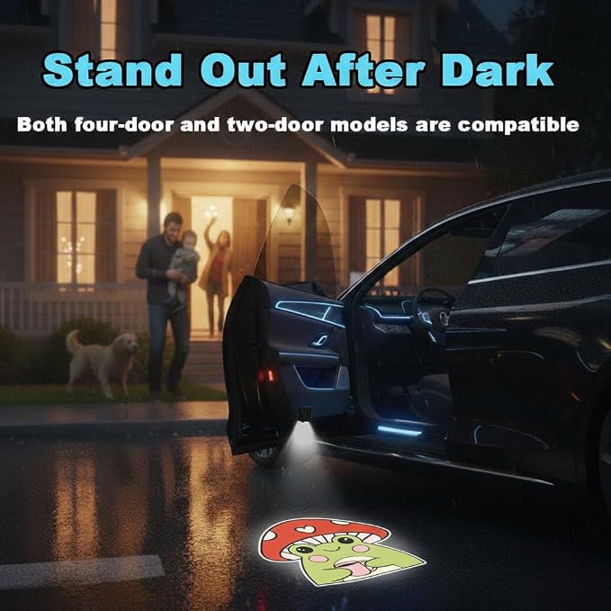 2PCS Cat Car Door Lights Projector,Wireless LED Welcome Puddle Lights,Magnetic Logo Projector Door Light Decor Car Accessories Cat Gifts for Women Men,Suitable for All Vehicles Motorcycle