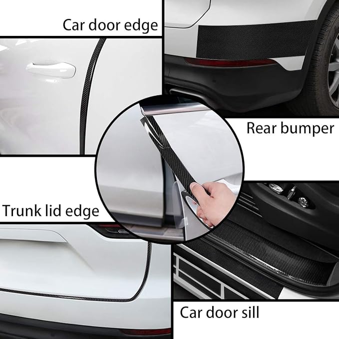 DGSL Car Door Edge Guards Door Sill Protector, 2.7In x 19.7Ft 5D Carbon Fiber Car Wrap Film, Vinyl Automotive Wrap Film Anti-Collision Fits for Most Car (Black)