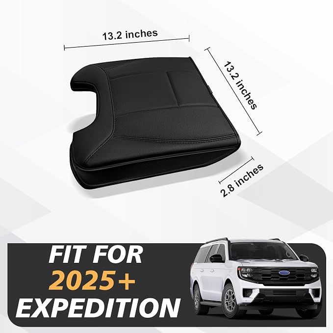 Muslogy Center Console Armrest Cover Fit for Ford Expedition 2025 2026 Accessories, Comfort Armrest Pad Console Lid Cushion Vegan Leather Regular Thick