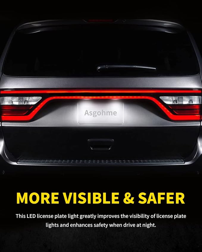 LED License Plate Lights Bright White Tag Lamp Assembly Replacement Compatible with 2014 2015 2016 2017 2018 2019 2020 2021 2022 Dodge Durango, Pack of 2