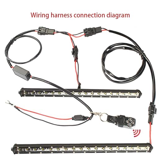 JHE Led Light Bar Remote Control Wire Harness Kit, Wireless Remote Control Wiring Harness Kit for LED Light Bar/Driving Light/Fog Light/Pod Light/Work Light, 16AWG