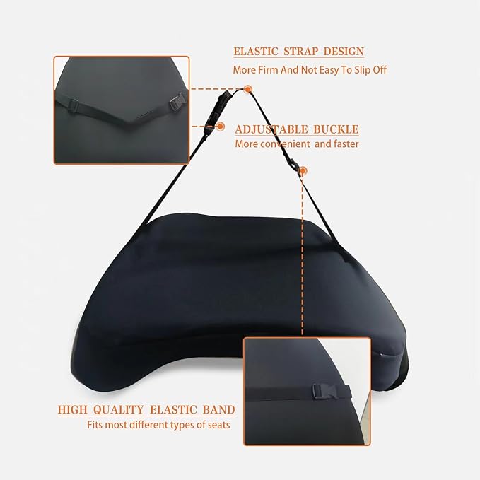 Super Comfy Lumbar Support Pillow, Car Seat Back Support Pillow for Driving | Adjustable Strap, 100% Memory Foam & Breathable Removable Cover, Ergonomic Design - Softness Back Support Pillow(Gray)