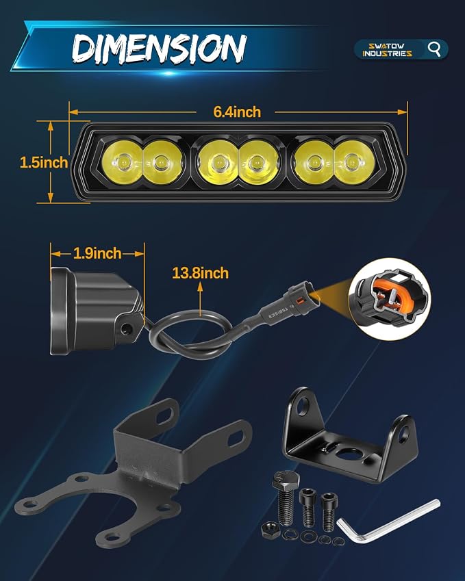 6 Inch Headlight Kits for Surron, SWATOW INDUSTRIES 6 Inch LED Light Bar CREE LED Pods Spot Work Lights for Motorcycle Talaria Trail Bike Dirt Bike E-Bike