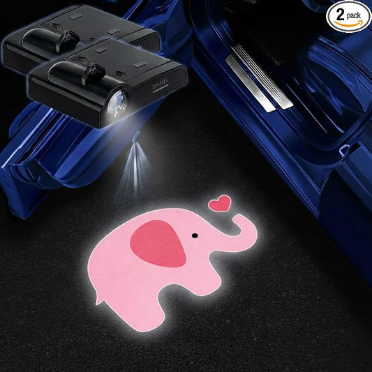 2PCS Elephant Car Door Lights Projector,Wireless LED Welcome Puddle Lights,Magnetic Logo Projector Door Light Decor Car Accessories Elephant Gifts for Women Men,Suitable for All Vehicles Motorcycle