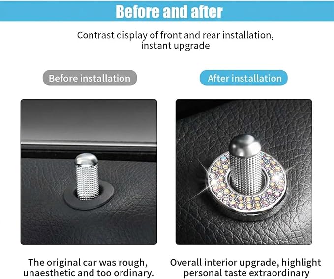 JOYCOURT 4Pack Bling Car Inner Door Lock Cover Stickers, Colorful | Rhinestone Bling Car Pull Rod Bolt Decoration Cover Interior Car Accessories, for Mercedes-Benz A/B/C/E Class GLC GLA GLK GLA