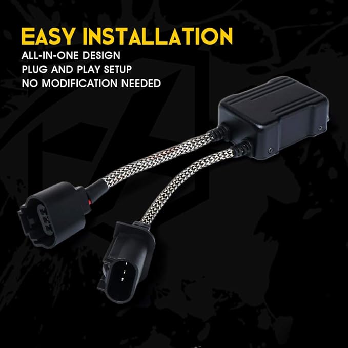H13/9008 LED Canbus Decoder Anti Flicker Error Free for Headlight Bulbs | Premium Nylon Braided Cable, Heat-Resistant, Plug N Play, Pack of 2