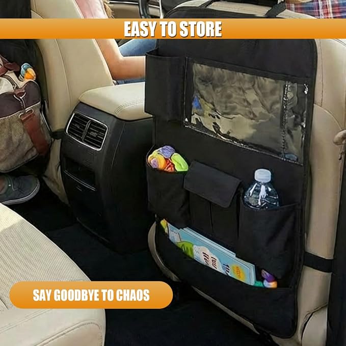 Car Backseat Organizer, Oxford Cloth Car Seat Back Kick Mat Protector, Multifunctional Auto Interior Hanging Storage Pocket for Cars, SUVs(Without)