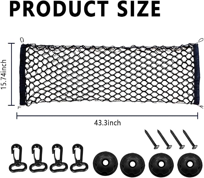 43.3" x 15.7" Truck Bed Organizer,Elastic Shrink Truck Cargo Net with 4 Metal Hooks Keep Truck Interior Tidy,Truck Bed Storage Hold Many Items Compatible with Chevrolet,Ford,GMC (L 43.3"x15.7")