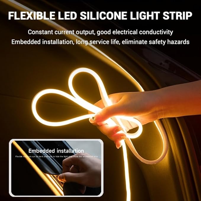 Trunk LED Ambient Neon Light Strips for Tesla Model Y & Juniper (2021-2026) - Waterproof Silicone, High Brightness, APP-Controlled, Auto On&Off, for Car Trunk & Camping Atmosphere (Red)