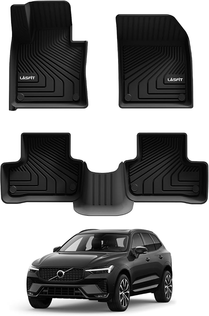 LASFIT Floor Mats for Volvo XC60 2018-2026 Gas 5 Seat Only, Not for T8 PHEV | All Weather Floor Liner, Premium TPE, Custom Fit, Full Coverage, Interior Protection, Easy Clean, Refined Design