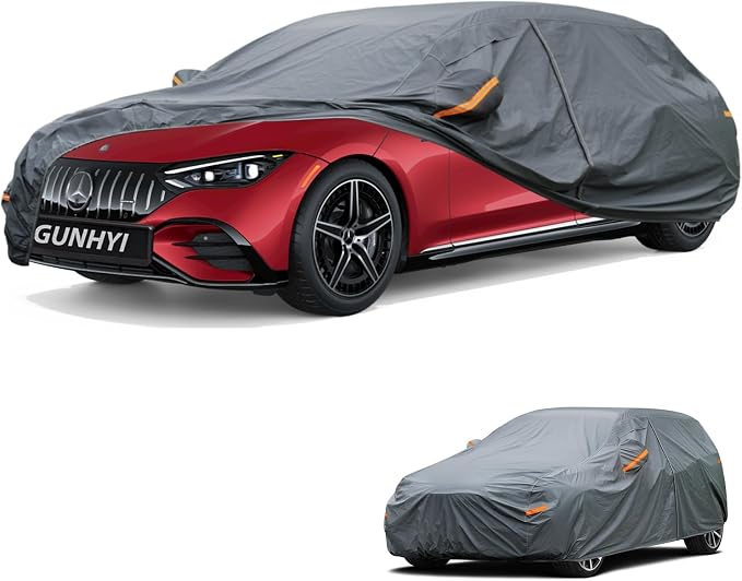 GUNHYI Premium Car Cover Custom Fit Mercedes-Benz EQE, 16 Layers Heavy Duty Car Cover Waterproof All Weather with Zipper Door for Sun Rain Snow Dust Uv Protection