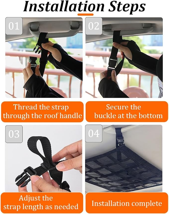 Car Ceiling Cargo Net for Lexus GX 470 LX 470 LX570, Car Overhead Storage Mesh Organizer, Adjustable Buckle Roof Storage, Auto Cargo Organizer, Interior Accessories, 90 * 65