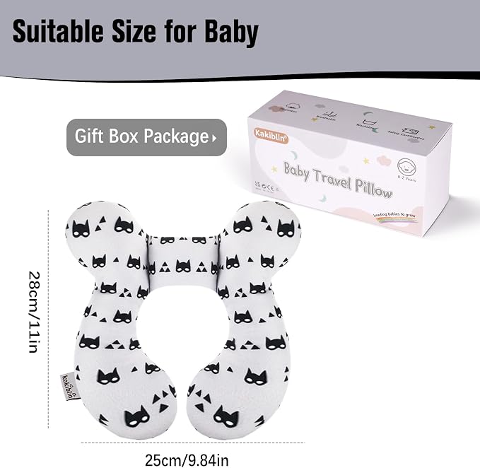 KAKIBLIN Baby Travel Pillow for Head and Neck, Upgraded Baby Support Pillow, Baby Neck Pillows for Car Seat,Pushchair,Travel, Grey
