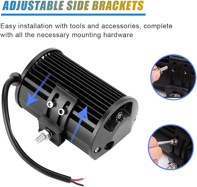 2PCS LED Light Bar Mounting Brackets, Adjustable Side Bracket Kit, Slide Base Bottom Mount Universal for Work Light Bars, LED Pod (902-3)