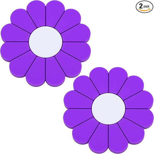 2-Pack Car Cup Holder Coaster Inserts, Daisy Shape, 2.75 Inch Non-Slip Silicone Cup Holder Insert, Universal Non-Slip Cup Holders, Car Accessories Interior for Women and Man (Purple)