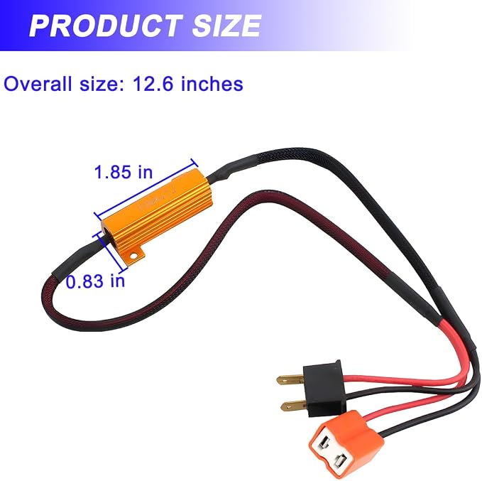 BESULEN 2PCS H7 Car LED Resistor Kit, 50W 6Ohm Vehicle Headlight Anti Flicker Error Decoder, Auto Fog Turn Signal Bulb Load Resistor Relay Harness Adaptor, Universal Auto Accessories