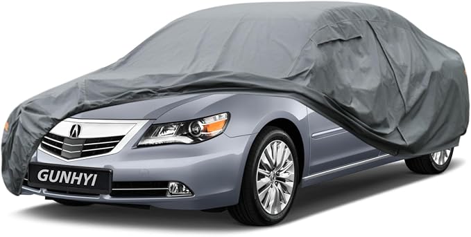GUNHYI Premium Car Cover Custom Fit Acura RL, 16 Layers Heavy Duty Car Cover Waterproof All Weather with Zipper Door for Sun Rain Snow Dust Uv Protection