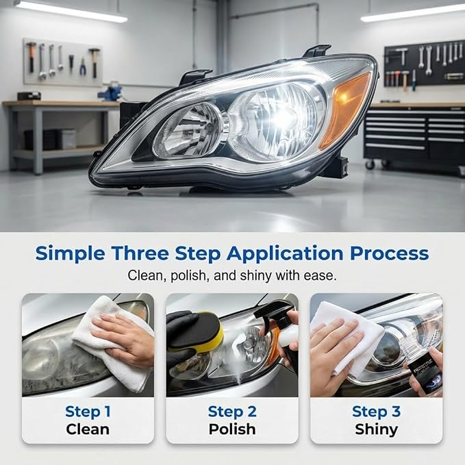 Headlight Restoration Kit No Sanding, Car Headlight Restorer for Cloudy Yellowed Lenses, Headlight Restoration Polish with Coating, Easy 3-Step for Cars Trucks SUVs (Set 3)