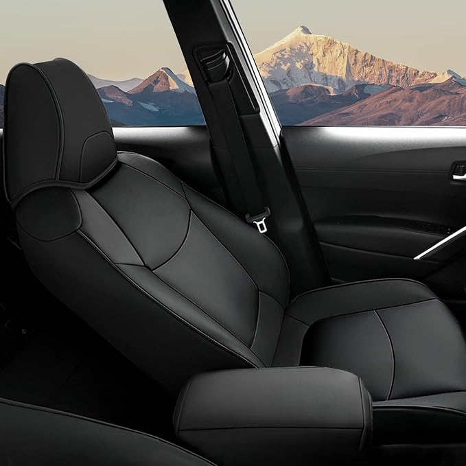 AOMSAZTO Seat Covers for Toyota Corolla 2020 2021 2022 2023 2024 2025 2026 SE & 2023-2026 XSE & 2025 FX, Custom Fit Full Set Faux Leather Black