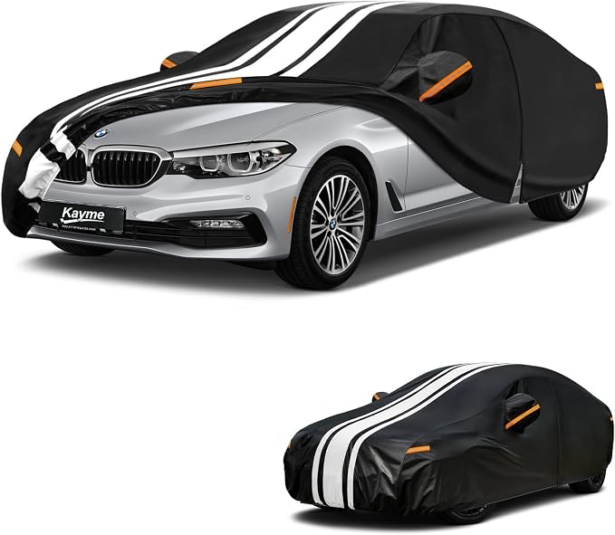 Kayme Heavy Duty Car Cover Custom Fit for BMW M5 5 Series 528i 530i 535i 540i M550i M550 (2003-2026), Outdoor Full Exterior Cover with Tape and Towel, Rain Snow Sun UV Protection.
