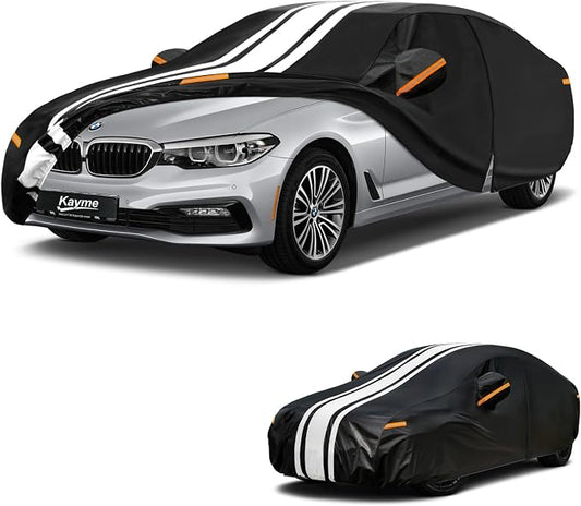 Kayme Heavy Duty Car Cover Custom Fit for BMW M5 5 Series 528i 530i 535i 540i M550i M550 (2003-2026), Outdoor Full Exterior Cover with Tape and Towel, Rain Snow Sun UV Protection.